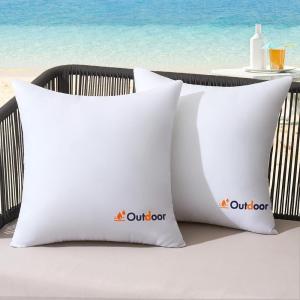 MIULEE Pack of 2 12×20 Outdoor Waterproof Throw Pillow Inserts, Decorative Water-Resistant Pillow Cushion for Patio Garden(24×24 Inch (Pack of 2))