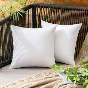 MIULEE Pack of 2 Decorative Outdoor Solid Waterproof Throw Pillow Covers Faux Linen Garden Farmhouse Cushion Cases for Summer Patio Tent Balcony Couch Sofa 16×16 Inch Navy(White)