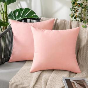 MIULEE Pack of 2 Decorative Outdoor Solid Waterproof Throw Pillow Covers Faux Linen Garden Farmhouse Cushion Cases for Summer Patio Tent Balcony Couch Sofa 16×16 Inch Navy(Light Pink)