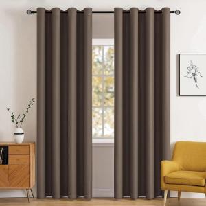 MIULEE Room Darkening Curtains Thermal Insulated Black Out Drapes Solid Window Treatment Grommet Light Blocking Blackout Curtain for Living Room Bedroom 2 Panels Set 52 x 54 inch Length Olive Green(Chocolate Brown)