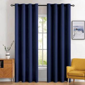 MIULEE Room Darkening Curtains Thermal Insulated Black Out Drapes Solid Window Treatment Grommet Light Blocking Blackout Curtain for Living Room Bedroom 2 Panels Set 52 x 54 inch Length Olive Green(Navy Blue)