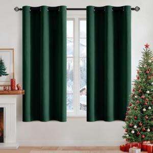 MIULEE Room Darkening Curtains Thermal Insulated Black Out Drapes Solid Window Treatment Grommet Light Blocking Blackout Curtain for Living Room Bedroom 2 Panels Set 52 x 54 inch Length Olive Green(Hunter Green)