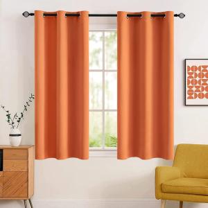 MIULEE Room Darkening Curtains Thermal Insulated Black Out Drapes Solid Window Treatment Grommet Light Blocking Blackout Curtain for Living Room Bedroom 2 Panels Set 52 x 54 inch Length Olive Green(Orange)