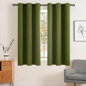 MIULEE Room Darkening Curtains Thermal Insulated Black Out Drapes Solid Window Treatment Grommet Light Blocking Blackout Curtain for Living Room Bedroom 2 Panels Set 52 x 54 inch Length Olive Green(Olive Green)