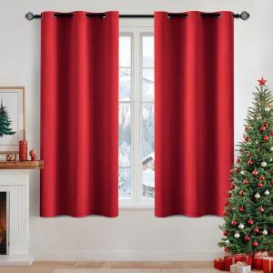 MIULEE Room Darkening Curtains Thermal Insulated Black Out Drapes Solid Window Treatment Grommet Light Blocking Blackout Curtain for Living Room Bedroom 2 Panels Set 52 x 54 inch Length Olive Green(Red)