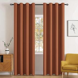 MIULEE Room Darkening Curtains Thermal Insulated Black Out Drapes Solid Window Treatment Grommet Light Blocking Blackout Curtain for Living Room Bedroom 2 Panels Set 52 x 54 inch Length Olive Green(Terracotta)