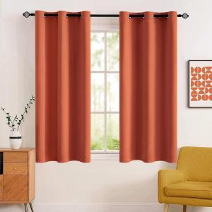 MIULEE Room Darkening Curtains Thermal Insulated Black Out Drapes Solid Window Treatment Grommet Light Blocking Blackout Curtain for Living Room Bedroom 2 Panels Set 52 x 54 inch Length Olive Green(Burnt Orange)