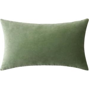 MIULEE Velvet Pillow Cover Soft Luxury Christmas Decorative Throw Pillow Cover Single Lumbar Rectangle Cushion Case Home Decor for Couch Sofa Bedroom,12×20 Inch Wine Red(Sage Green)