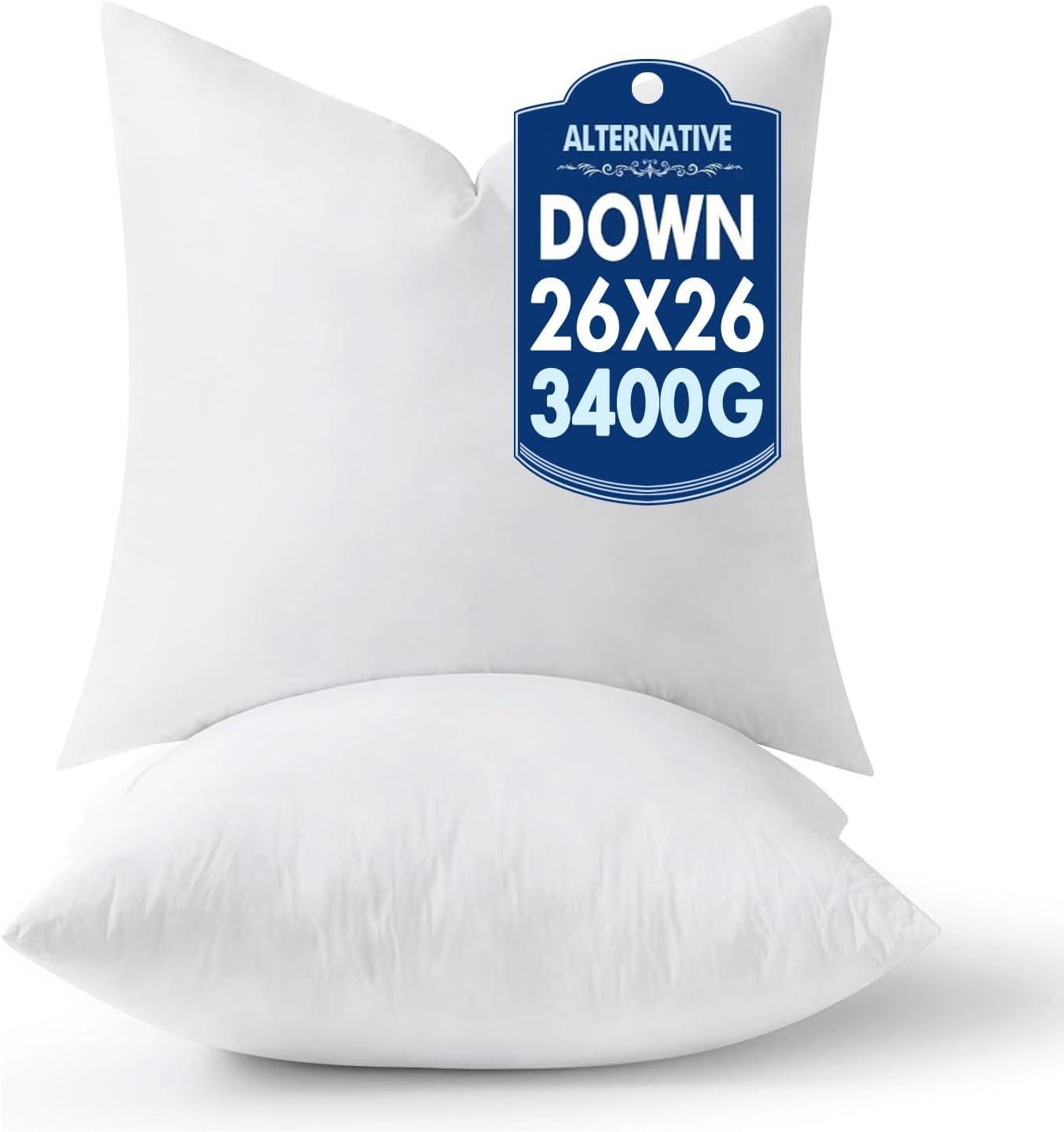 imageMIULEE 24x24 Pillow InsertsDown Alternative Pack of 2 Euro Decorative Throw Pillows for Sofa Couch Bed Ultra Soft Fluffy Bed Sleeping Form2