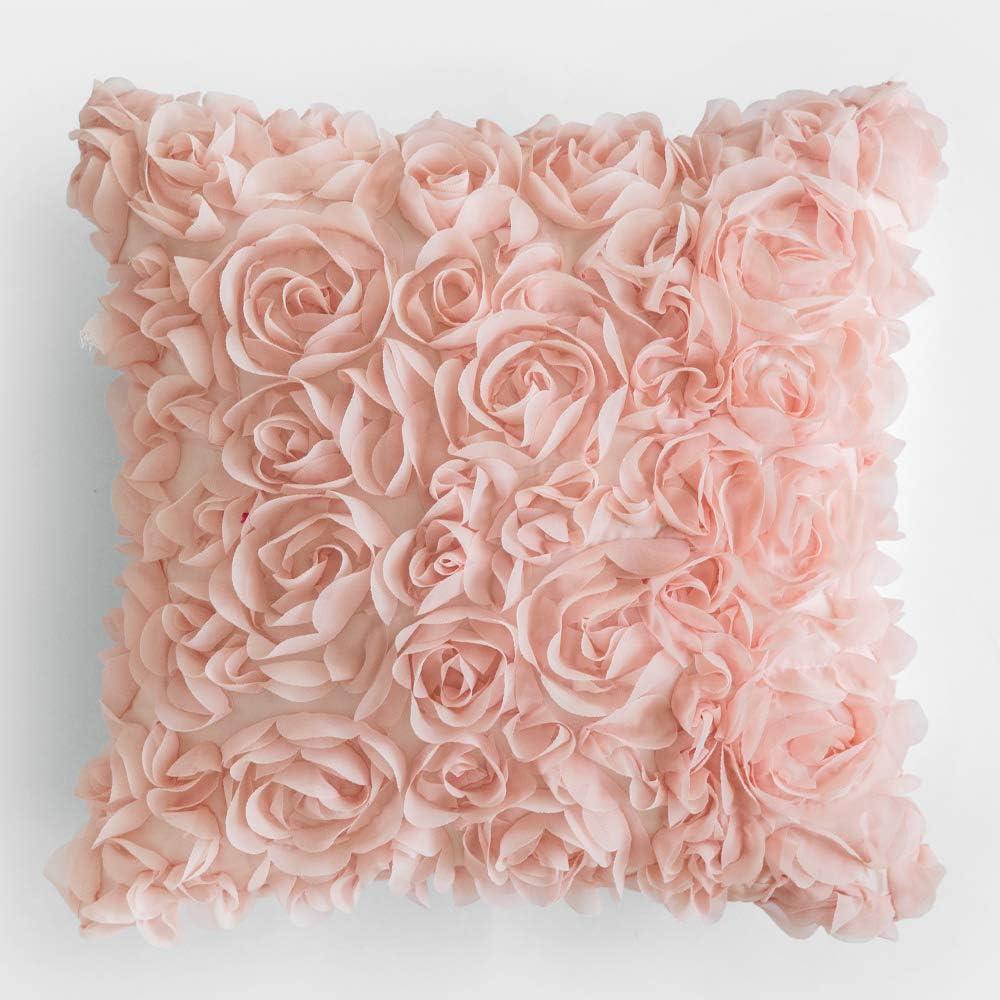 imageMIULEE 3D Rose Flower Pillow Cover Decorative Valentines Romantic Stereo Chiffon Spring Aesthetic Solid Pillowcase for Girl Women Girlfriend Couch Bedroom Decor 12x20 Inch Peach PinkPeach Pink