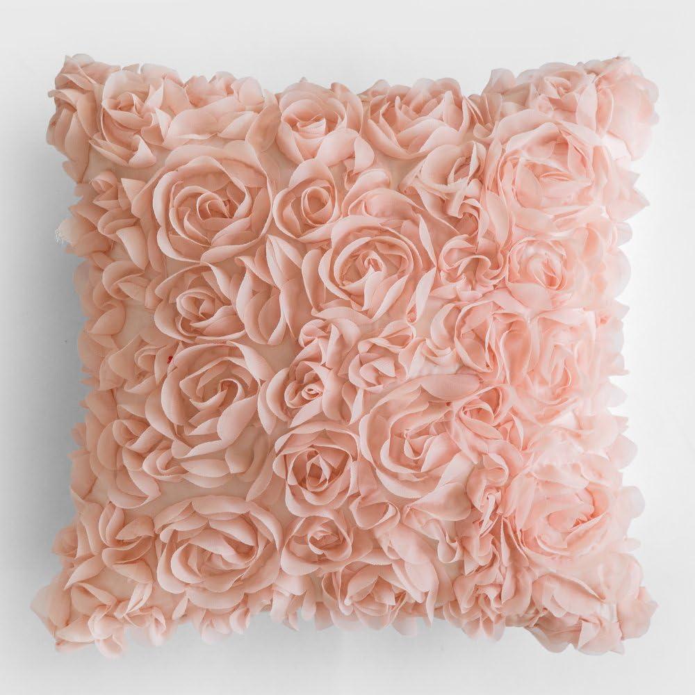 imageMIULEE 3D Rose Flower Pillow Cover Decorative Valentines Romantic Stereo Chiffon Spring Aesthetic Solid Pillowcase for Girl Women Girlfriend Couch Bedroom Decor 12x20 Inch Peach PinkPeach Pink