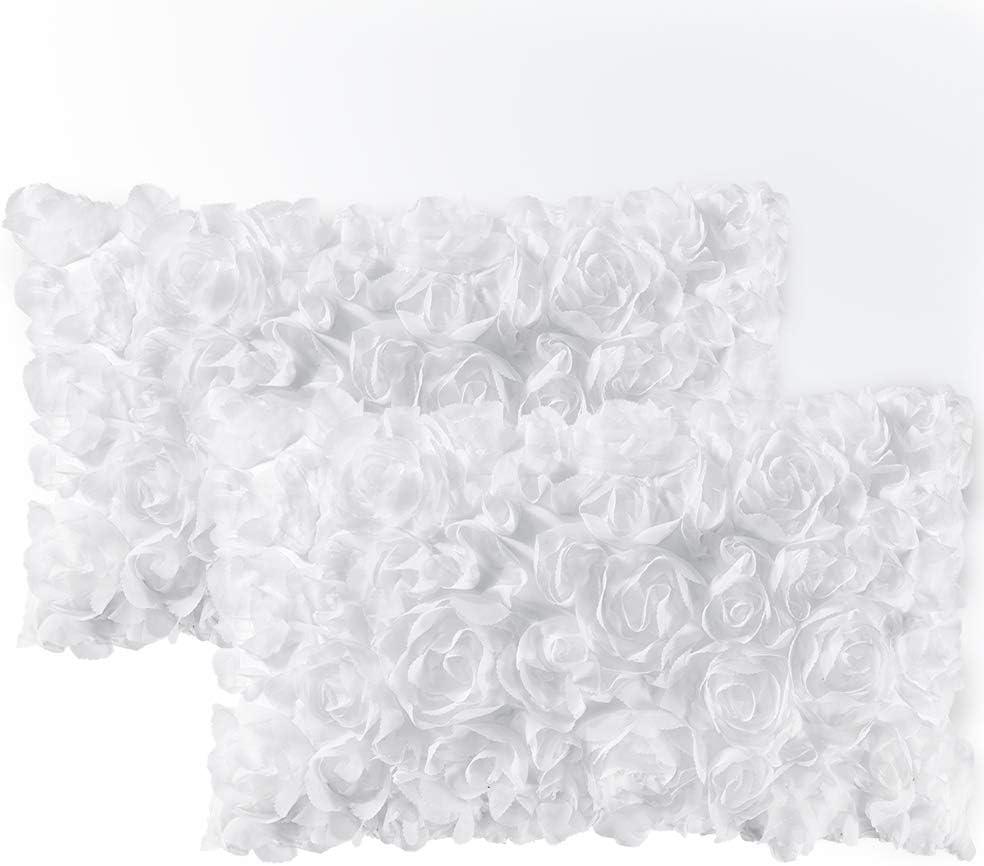 imageMIULEE 3D Rose Flower Pillow Cover Decorative Valentines Romantic Stereo Chiffon Spring Aesthetic Solid Pillowcase for Girl Women Girlfriend Couch Bedroom Decor 12x20 Inch Peach PinkWhite
