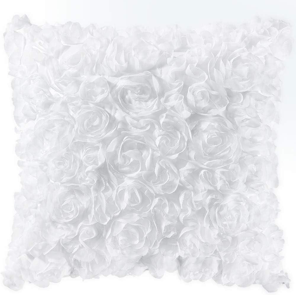 imageMIULEE 3D Rose Flower Pillow Cover Decorative Valentines Romantic Stereo Chiffon Spring Aesthetic Solid Pillowcase for Girl Women Girlfriend Couch Bedroom Decor 12x20 Inch Peach PinkWhite