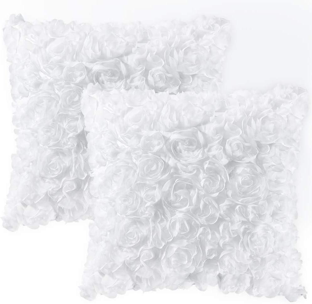 imageMIULEE 3D Rose Flower Pillow Cover Decorative Valentines Romantic Stereo Chiffon Spring Aesthetic Solid Pillowcase for Girl Women Girlfriend Couch Bedroom Decor 12x20 Inch Peach PinkWhite