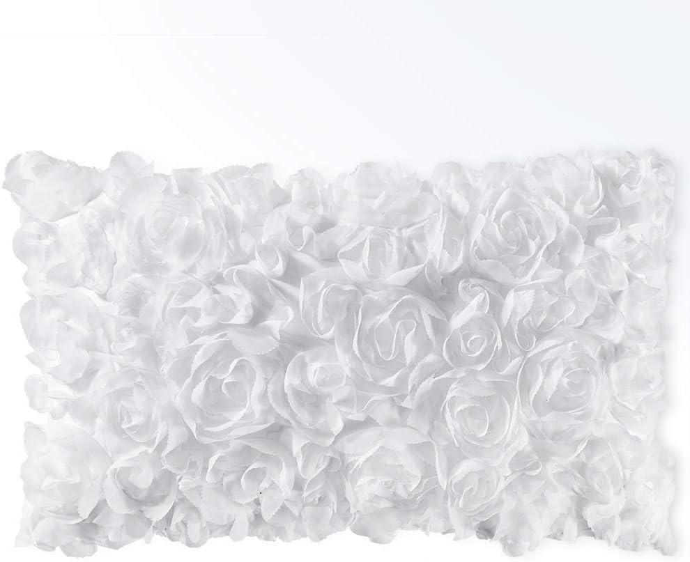 imageMIULEE 3D Rose Flower Pillow Cover Decorative Valentines Romantic Stereo Chiffon Spring Aesthetic Solid Pillowcase for Girl Women Girlfriend Couch Bedroom Decor 12x20 Inch Peach PinkWhite