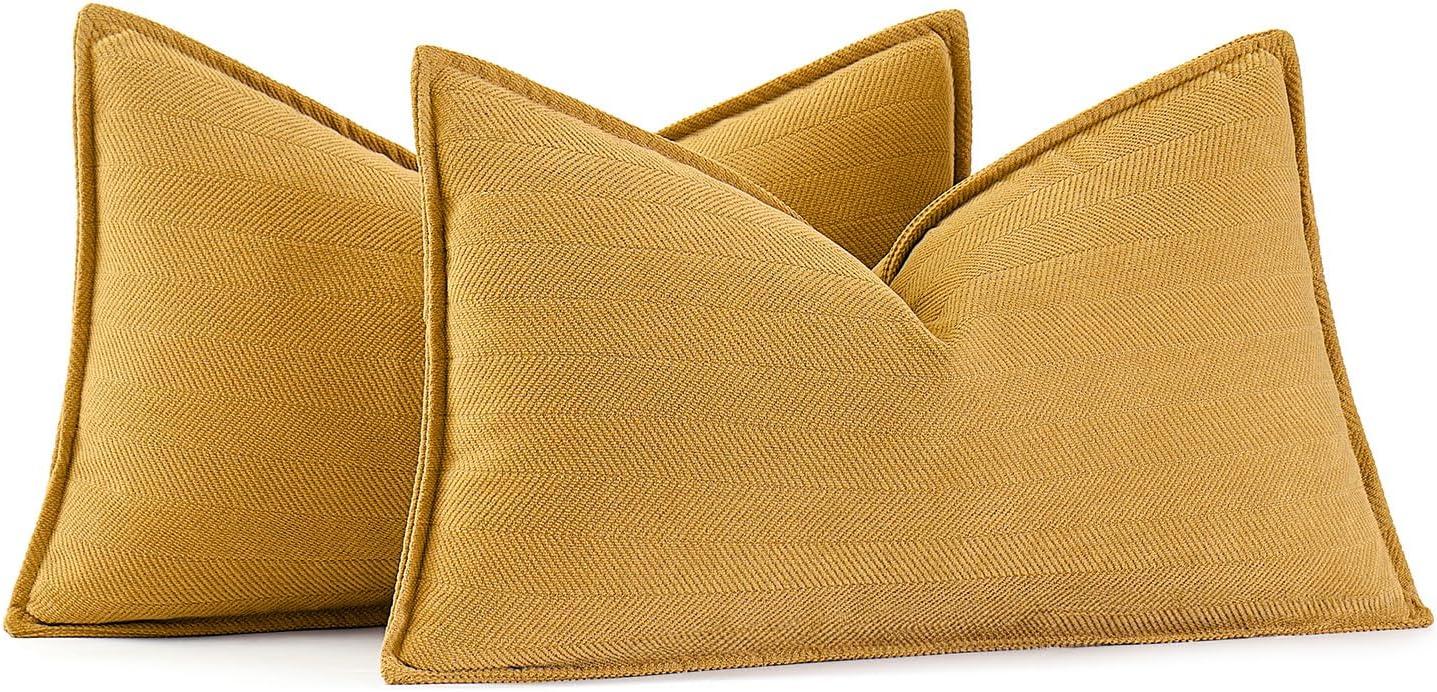 imageMIULEE Pack of 2 Moss Green Decorative Pillow Covers 18x18 Inch Soft Chenille Luxurious Couch Throw Pillows Farmhouse Cushion Covers with Elegant Design for Sofa Bedroom Living Room Spring Home DecorGold