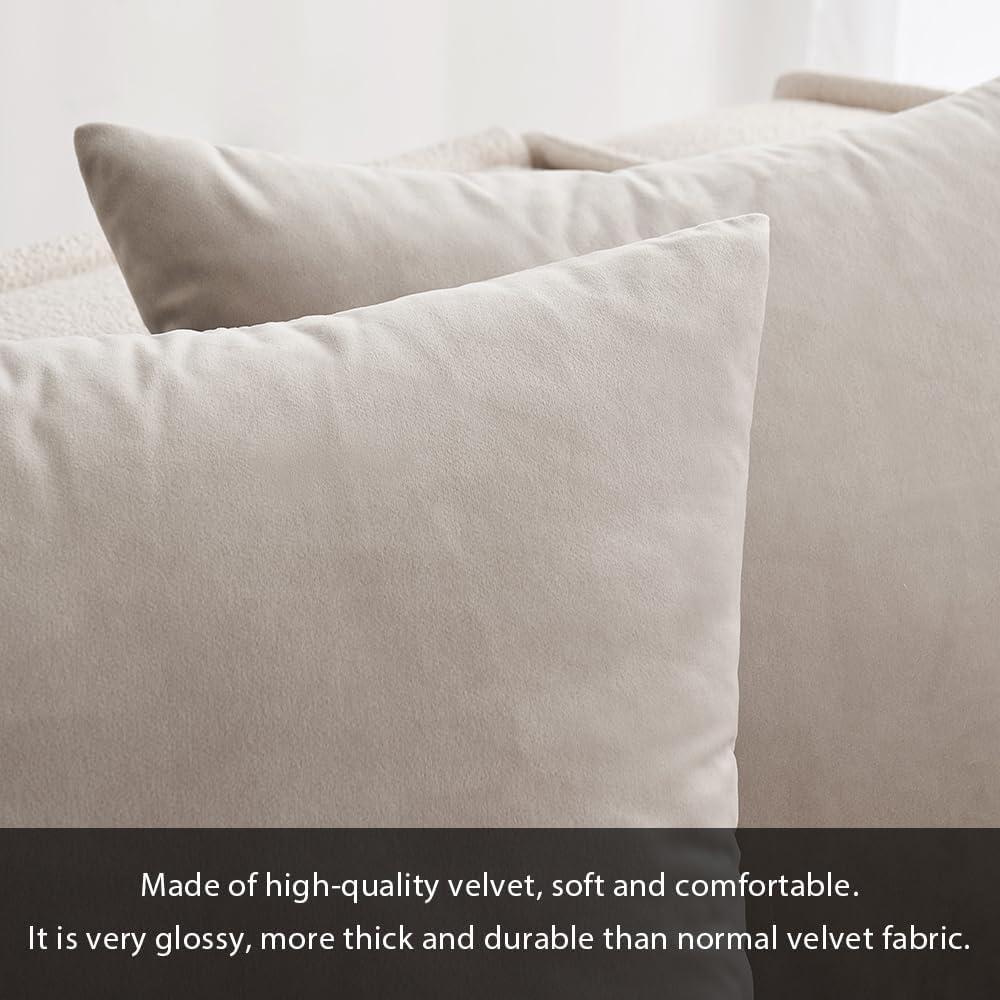 imageMIULEE Pack of 2 Velvet Soft Solid Decorative Square Throw Pillow Covers Set Cushion Cases Pillowcases for Sofa Bedroom Car18 x 18 Inch 45 x 45 Cm Mix Pink and Grey
