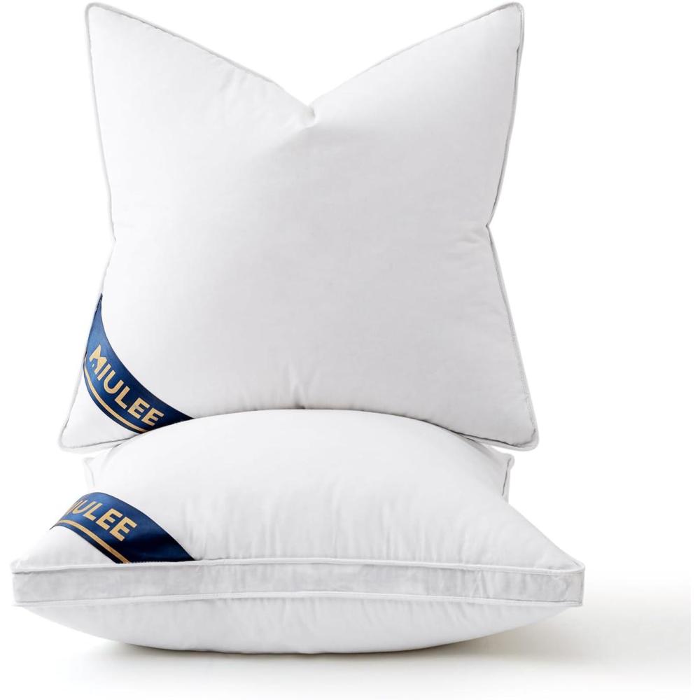imageMIULEE 22x22 Feather Down Pillow Inserts with Gusset Bed PillowsSet of 2 Luxury Fluffy Decorative Throw Pillows for Couch Sofa18x18 Inch Pack of 2