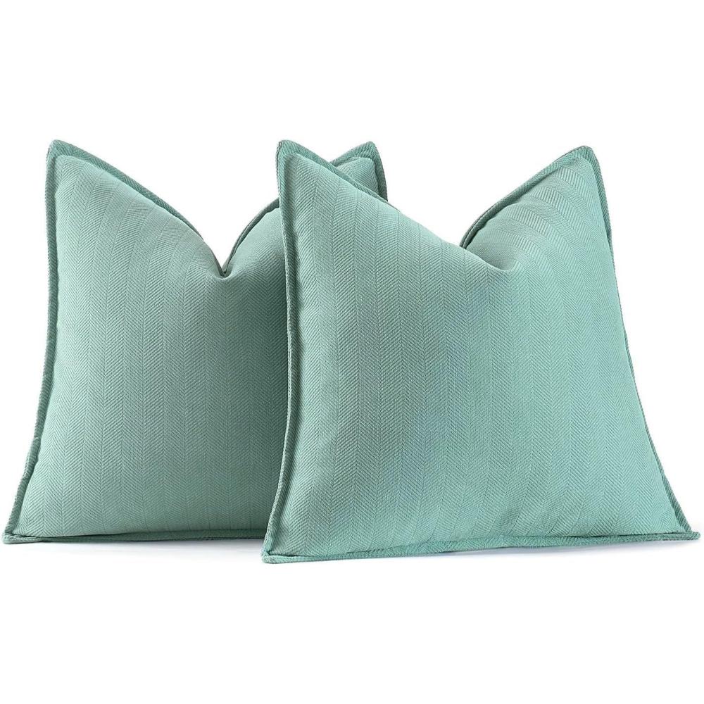 imageMIULEE Pack of 2 Moss Green Decorative Pillow Covers 18x18 Inch Soft Chenille Luxurious Couch Throw Pillows Farmhouse Cushion Covers with Elegant Design for Sofa Bedroom Living Room Spring Home DecorAqua Green