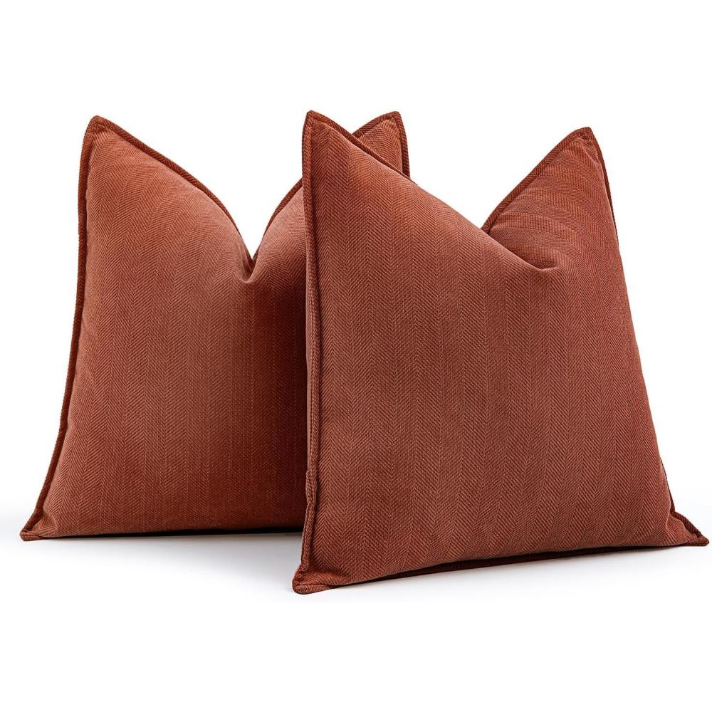imageMIULEE Pack of 2 Moss Green Decorative Pillow Covers 18x18 Inch Soft Chenille Luxurious Couch Throw Pillows Farmhouse Cushion Covers with Elegant Design for Sofa Bedroom Living Room Spring Home DecorRust