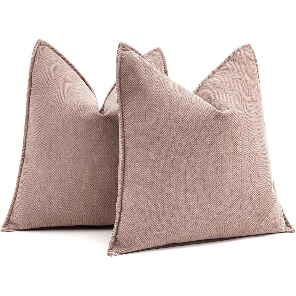 imageMIULEE Pack of 2 Moss Green Decorative Pillow Covers 18x18 Inch Soft Chenille Luxurious Couch Throw Pillows Farmhouse Cushion Covers with Elegant Design for Sofa Bedroom Living Room Spring Home DecorBlush Pink