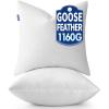 MIULEE 22 x 22 Goose Feather Down Pillows with 100% Cotton Cover, Set of 2 Soft Fluffy Decorative Pillow Inserts for Sofa Bed Couch Living Room White(2)