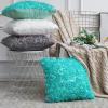 MIULEE 3D Rose Flower Pillow Cover Decorative Valentines Romantic Stereo Chiffon Spring Aesthetic Solid Pillowcase for Girl Women Girlfriend Couch Bedroom Decor 12×20 Inch Peach Pink(Aqua)