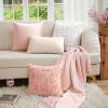 MIULEE 3D Rose Flower Pillow Cover Decorative Valentines Romantic Stereo Chiffon Spring Aesthetic Solid Pillowcase for Girl Women Girlfriend Couch Bedroom Decor 12×20 Inch Peach Pink(Peach Pink)