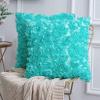 MIULEE 3D Rose Flower Pillow Cover Decorative Valentines Romantic Stereo Chiffon Spring Aesthetic Solid Pillowcase for Girl Women Girlfriend Couch Bedroom Decor 12×20 Inch Peach Pink(Aqua)