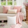 MIULEE 3D Rose Flower Pillow Cover Decorative Valentines Romantic Stereo Chiffon Spring Aesthetic Solid Pillowcase for Girl Women Girlfriend Couch Bedroom Decor 12×20 Inch Peach Pink(White)