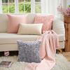 MIULEE 3D Rose Flower Pillow Cover Decorative Valentines Romantic Stereo Chiffon Spring Aesthetic Solid Pillowcase for Girl Women Girlfriend Couch Bedroom Decor 12×20 Inch Peach Pink(Grey)
