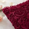 MIULEE 3D Rose Flower Pillow Cover Decorative Valentines Romantic Stereo Chiffon Spring Aesthetic Solid Pillowcase for Girl Women Girlfriend Couch Bedroom Decor 12×20 Inch Peach Pink(Wine Red)
