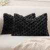 MIULEE Hot Pink Faux Fur Decorative Throw Pillow Covers 20×20 Inch Set of 2 Super Soft Cozy Plush Cushion Cases Luxury Fluffy Pillowcases for Sofa Couch Bed Living Room(Black)