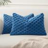 MIULEE Hot Pink Faux Fur Decorative Throw Pillow Covers 20×20 Inch Set of 2 Super Soft Cozy Plush Cushion Cases Luxury Fluffy Pillowcases for Sofa Couch Bed Living Room(Navy Blue)