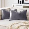 MIULEE Pack of 2 Christmas Decorative Velvet Throw Pillow Cover Soft Army Green Pillow Cover Solid Square Cushion Case for Winter Sofa Bedroom Car 18x 18 Inch 45x 45cm(Dark Grey)