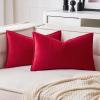MIULEE Pack of 2 Christmas Decorative Velvet Throw Pillow Cover Soft Army Green Pillow Cover Solid Square Cushion Case for Winter Sofa Bedroom Car 18x 18 Inch 45x 45cm(Red)