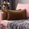 MIULEE Pack of 2 Christmas Decorative Velvet Throw Pillow Cover Soft Army Green Pillow Cover Solid Square Cushion Case for Winter Sofa Bedroom Car 18x 18 Inch 45x 45cm(Brown)