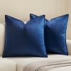 MIULEE Pack of 2 Christmas Decorative Velvet Throw Pillow Cover Soft Army Green Pillow Cover Solid Square Cushion Case for Winter Sofa Bedroom Car 18x 18 Inch 45x 45cm(Navy Blue)