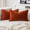 MIULEE Pack of 2 Christmas Decorative Velvet Throw Pillow Cover Soft Army Green Pillow Cover Solid Square Cushion Case for Winter Sofa Bedroom Car 18x 18 Inch 45x 45cm(Burnt Orange)
