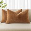 MIULEE Pack of 2 Decorative Throw Pillow Covers Soft Chenille Throw Pillows Solid Textured Cushion Covers for Couch Sofa Bedroom Living Room 18×18 Inch, Beige(Brown)