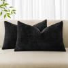 MIULEE Pack of 2 Decorative Throw Pillow Covers Soft Chenille Throw Pillows Solid Textured Cushion Covers for Couch Sofa Bedroom Living Room 18×18 Inch, Beige(Black)