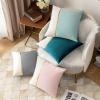 MIULEE Pack of 2 Decorative Velvet Throw Pillow Covers Patchwork with Gold Leather Square Soft Solid Pillowcases Couch Pillows Cushion Covers for Bed Sofa Living Room 18 X 18 Inch Aqua Green