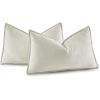 MIULEE Pack of 2 Moss Green Decorative Pillow Covers 18×18 Inch Soft Chenille Luxurious Couch Throw Pillows Farmhouse Cushion Covers with Elegant Design for Sofa Bedroom Living Room Spring Home Decor(Cream)