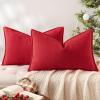 MIULEE Pack of 2 Moss Green Decorative Pillow Covers 18×18 Inch Soft Chenille Luxurious Couch Throw Pillows Farmhouse Cushion Covers with Elegant Design for Sofa Bedroom Living Room Spring Home Decor(Red)