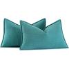 MIULEE Pack of 2 Moss Green Decorative Pillow Covers 18×18 Inch Soft Chenille Luxurious Couch Throw Pillows Farmhouse Cushion Covers with Elegant Design for Sofa Bedroom Living Room Spring Home Decor(Teal)