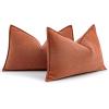 MIULEE Pack of 2 Moss Green Decorative Pillow Covers 18×18 Inch Soft Chenille Luxurious Couch Throw Pillows Farmhouse Cushion Covers with Elegant Design for Sofa Bedroom Living Room Spring Home Decor(Burnt Orange)