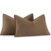 MIULEE Pack of 2 Moss Green Decorative Pillow Covers 18×18 Inch Soft Chenille Luxurious Couch Throw Pillows Farmhouse Cushion Covers with Elegant Design for Sofa Bedroom Living Room Spring Home Decor(Dark Brwon)