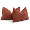 MIULEE Pack of 2 Moss Green Decorative Pillow Covers 18×18 Inch Soft Chenille Luxurious Couch Throw Pillows Farmhouse Cushion Covers with Elegant Design for Sofa Bedroom Living Room Spring Home Decor(Rust)