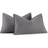 MIULEE Pack of 2 Moss Green Decorative Pillow Covers 18×18 Inch Soft Chenille Luxurious Couch Throw Pillows Farmhouse Cushion Covers with Elegant Design for Sofa Bedroom Living Room Spring Home Decor(Grey)