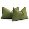 MIULEE Pack of 2 Moss Green Decorative Pillow Covers 18×18 Inch Soft Chenille Luxurious Couch Throw Pillows Farmhouse Cushion Covers with Elegant Design for Sofa Bedroom Living Room Spring Home Decor(Moss Green)